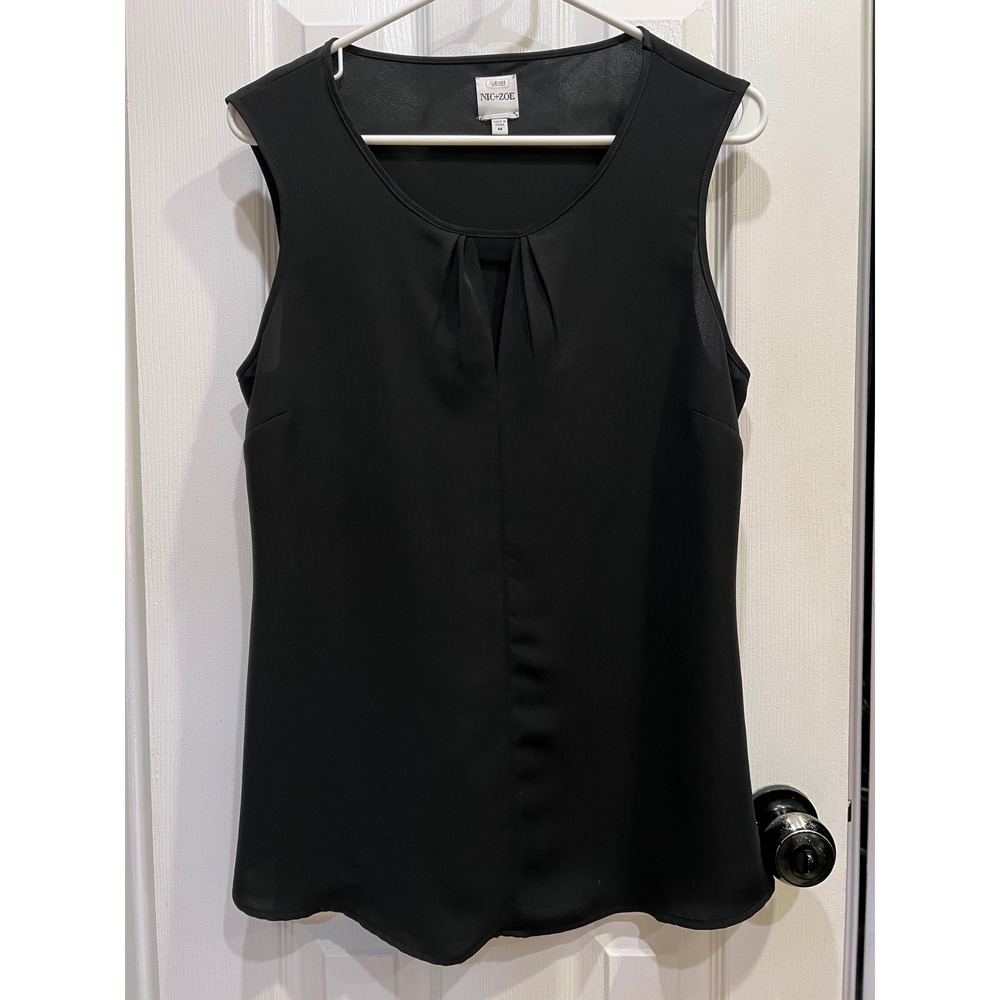 NIC+ZOE Womens Black Keyhole Sleeveless Blouse Top Size M - Picture 3 of 7
